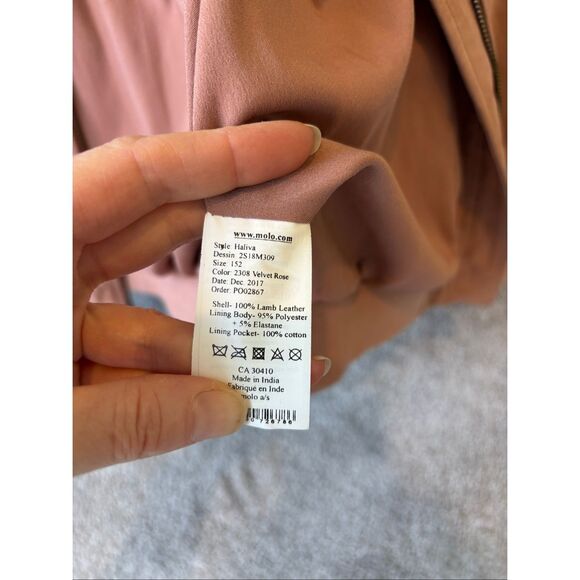 MOLO Haliva suede leather bomber jacket, Sz 152/ US 12, $310 G20 - Picture 7 of 9